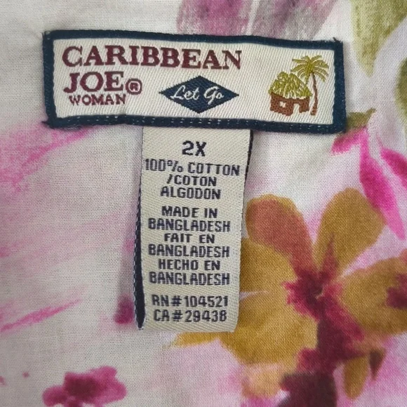 2x Caribbean Joe woman "let Go" Floral shirt button up blouse - Picture 2 of 6